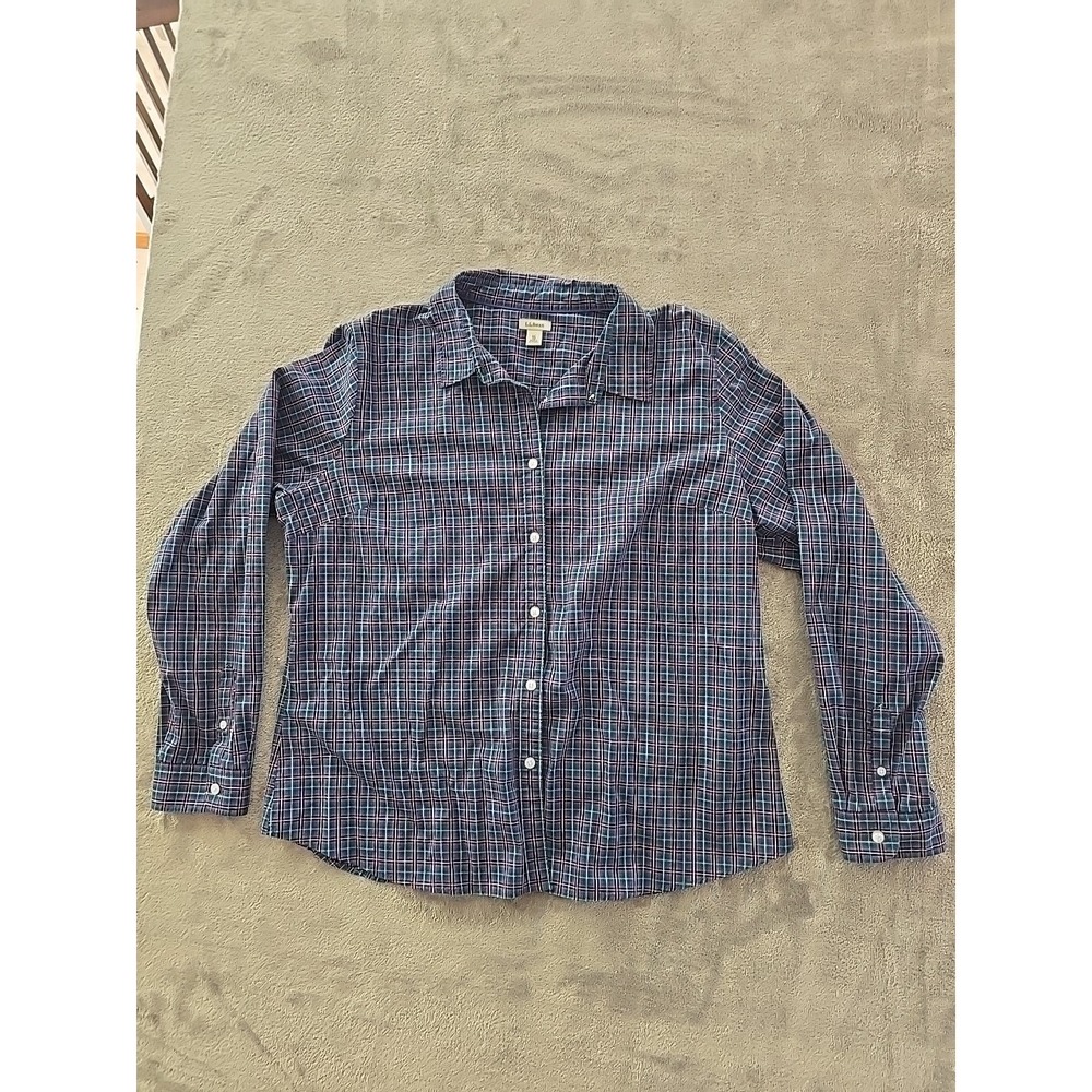 L.L.‎ Bean Plaid Button Down Shirt XL Classic Fit Long Sleeve Women's